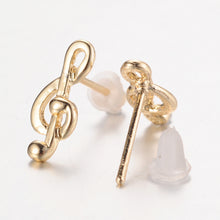 Load image into Gallery viewer, Stud Earrings Treble Clef- Gold
